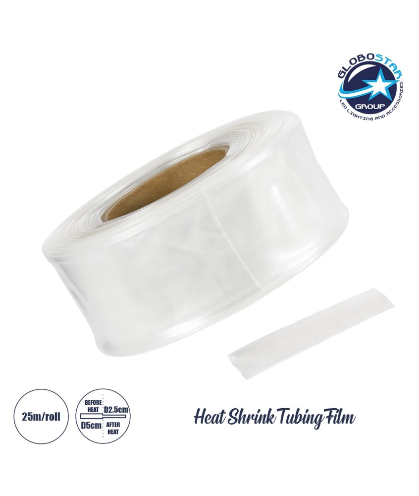 GloboStar® 79971 Θερμοσυστελλόμενο - Μακαρόνι Φ50mm-25mm - Ρολό Μήκους 25m Στεγανοποίησης για Όλες τις Neon Flex LED DC 24V & DC 230V Αδιάβροχο IP65 Φ21 x Υ8.5cm - Διάφανο